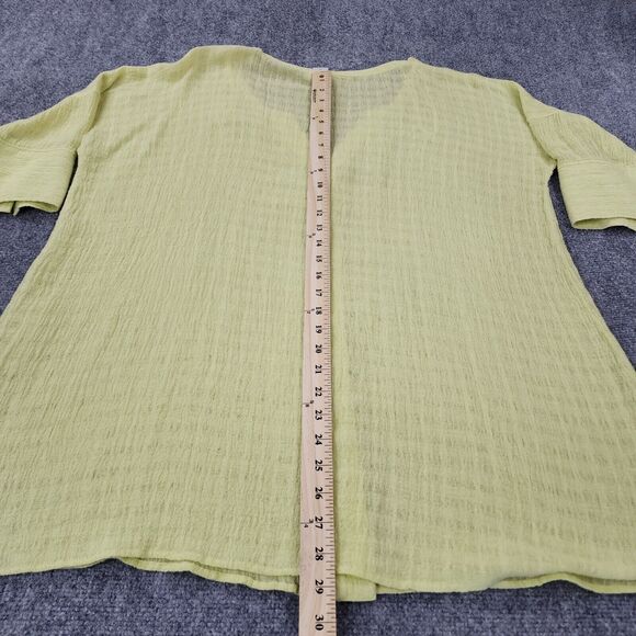 Soft Surroundings Top Womens Petite Medium Yellow Linen Blend Woven Buton Front - Picture 6 of 12